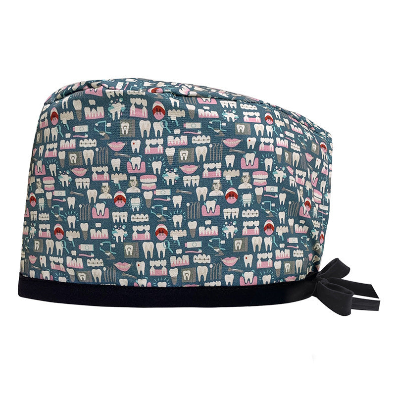 Cotton Printed Operating Cap Dentist Dental Clinic Scrub Cap Men