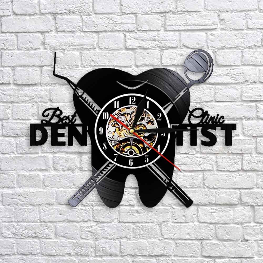 Dental vinyl record wall clock