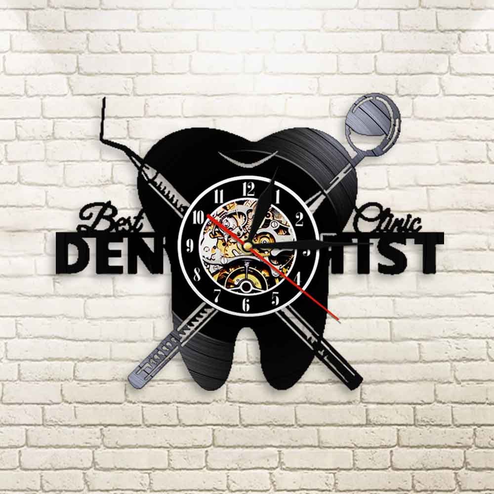Dental vinyl record wall clock