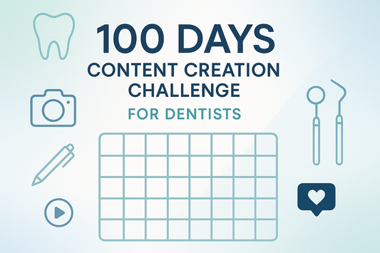 Create an image I have made a 100 days content creation challenge package for dentist, make it seo friendly and aesthetic and professional 